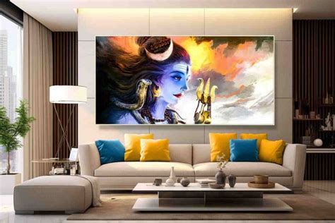 Lord Shiva Painting Mahadev Bhole Baba Hd Image On Canvas