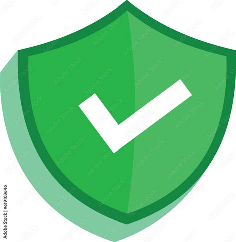 Green Shield With White A Checkmark In The Middle Protection Icon Concept 3d Shield Isolated On