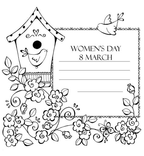 Women's Day Card 1 Coloring Page - Free Printable Coloring Pages for Kids