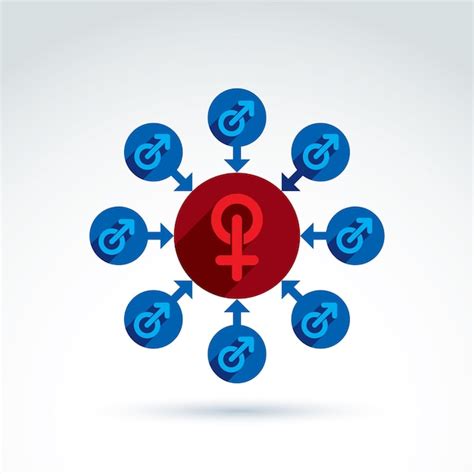 Premium Vector Blue Male And Red Female Signs Connected With Arrows Gender Symbols Group Sex