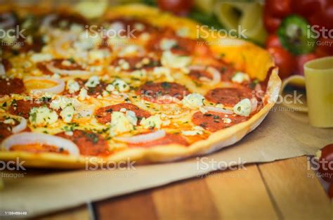 Fresh Italian Pizza Close Up View Stock Photo Download Image Now