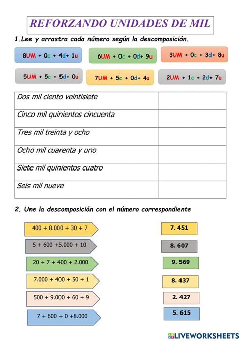 Unidades De Mil Interactive Worksheet For Tercero De Prim