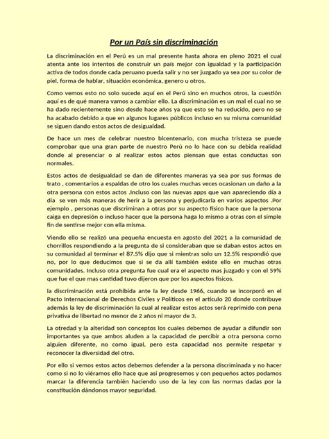 Articulo de opinion - discriminacion | PDF 