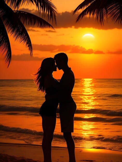 Premium AI Image | Silhouette of Love A Passionate Kiss of a Couple at ...