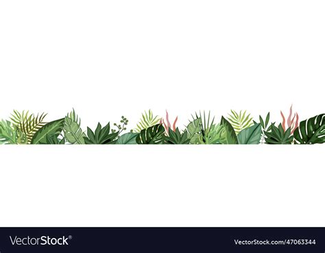 Tropical leaves and branches art border Royalty Free Vector