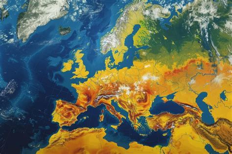 Premium Photo | Colorful Satellite Weather Map Depicting Temperatures ...