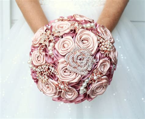 Wedding Bouquet, Dusty Rose Bridal Bouquet, Rose Gold Quinceanera ...