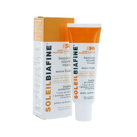 SOLEIL BIAFINE EMULSION SOLAIRE VISAGE FPS 50 TEXTURE FLUIDE PEAUX