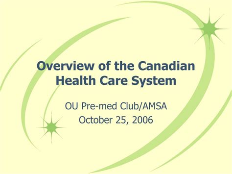 Ppt Overview Of The Canadian Health Care System Powerpoint