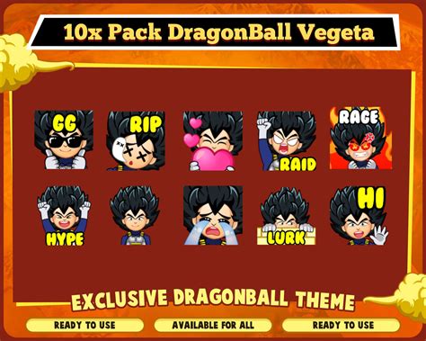 Vegeta Emotes Pack Set Super Saiyan Vegeta Emotes Etsy