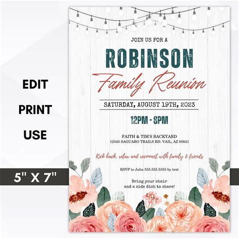 Floral Country Family Reunion Invitation – Simple Desert Designs