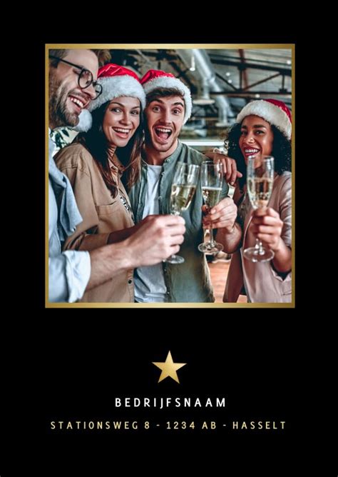 Moderne Zakelijke Kerstkaart Met Gouden Kaartje2go