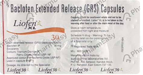 Liofen Xl Mg Capsule Uses Side Effects Price Dosage