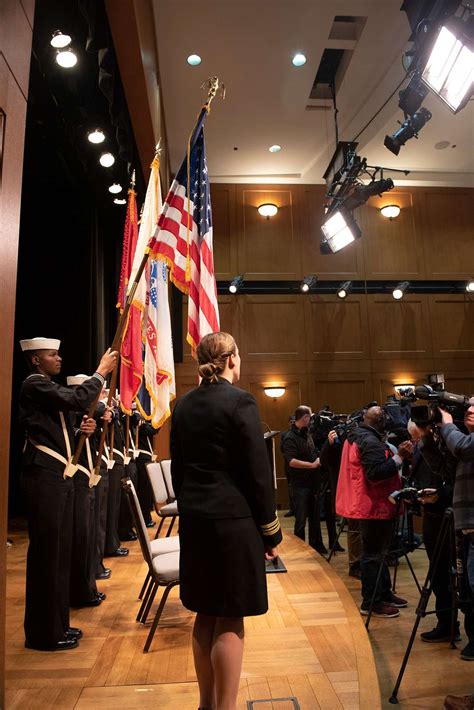 A U S Navy Color Guard Posts The Colors While A Naval Nara Dvids