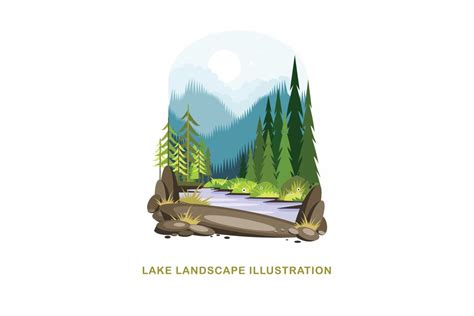 Lake Landscape Vector Illustration | Deeezy