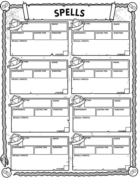 Dungeons And Dragons Downloadable Character Sheet Spooky Etsy