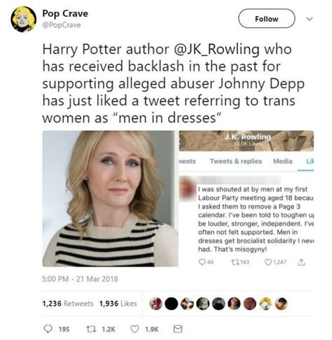 Jk Rowling Reps Blame Middle Aged Moment For Liking Tweet Calling