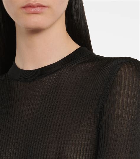 Ribbed Knit Top In Black Saint Laurent Mytheresa