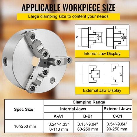 Vevor K Inch Jaw Lathe Chuck Reversible Jaw Cast Iron