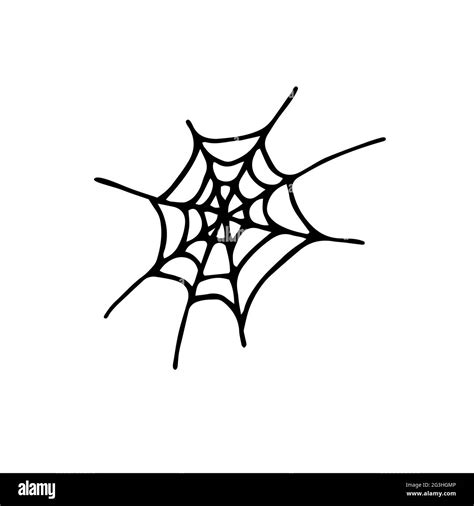 Doodle Spider Web Element Hand Drawn Black Cobweb Isolated On White