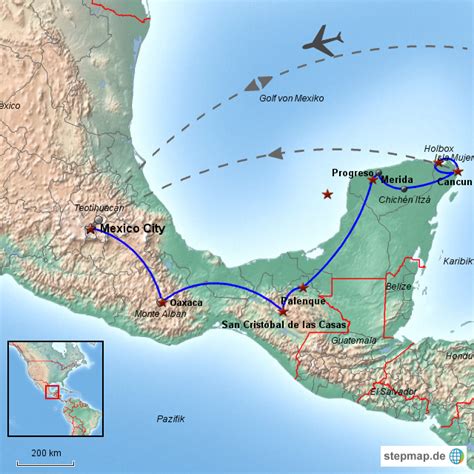 Stepmap Mexiko Unsere Route Landkarte F R Mexiko