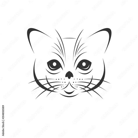 Vector of a cat face icon to animal Black and White Logo, Sign, Design ...