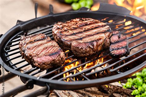 Grilling The Perfect Steak Over An Open Flame Charred And Smoky Aroma