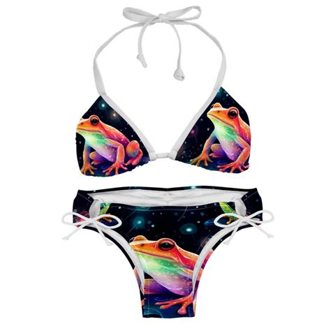 Starry Sky Frog Detachable Sponge Adjustable Strap Bikini Set Swim Wear