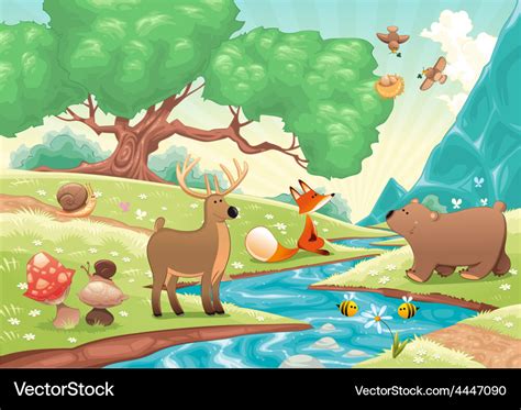 Animals in the wood Royalty Free Vector Image - VectorStock