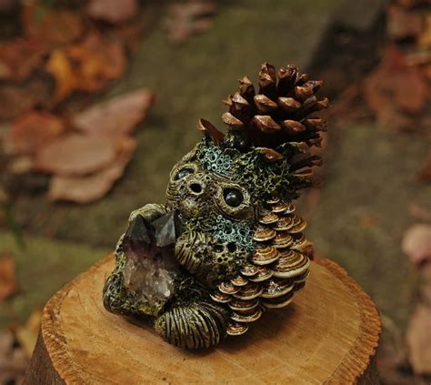 Pine Cone Creature Sculpture Polymer Clay Amethyst Fantasy Etsy