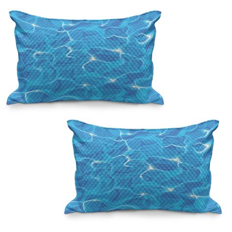 Aqua Quilted Pillowcover Set Of 2 Realistic Vivid Illustration Of