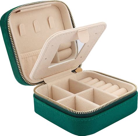 Mini Velvet Travel Jewelry Case With Mirror Travel Jewellery Box