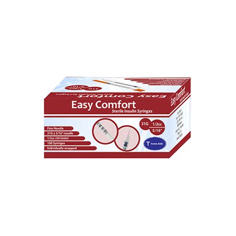 Easy Comfort Insulin Syringes 31g 1 2cc 5 16 100ct