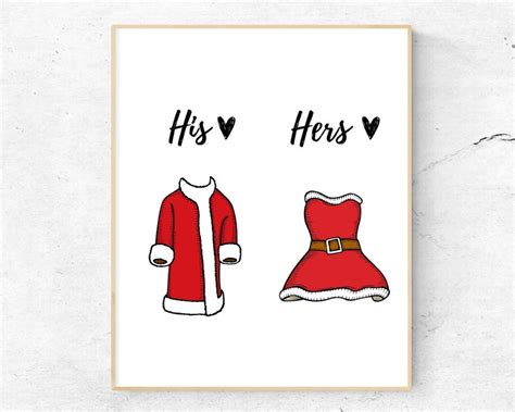 His & Hers Christmas Printable Christmas Decorations Santa - Etsy