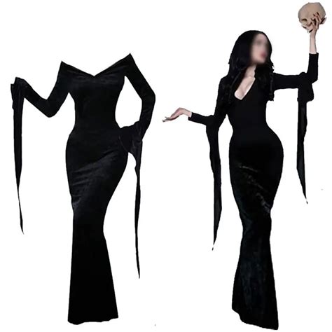 Costume De Cosplay Morticia Du Film Addams Pour Femme Uniforme De