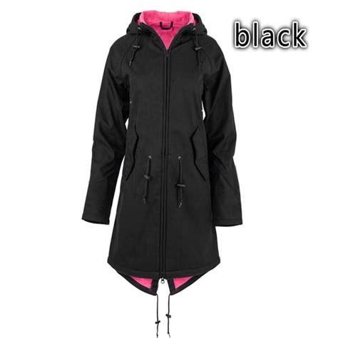 Buy Womens Solid Rain Jacket Outdoor Hoodie Waterproof Overcoat