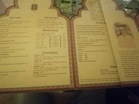 Carta del restaurante Marrakesh Comida Marroquí Parkway Bogotá Cra