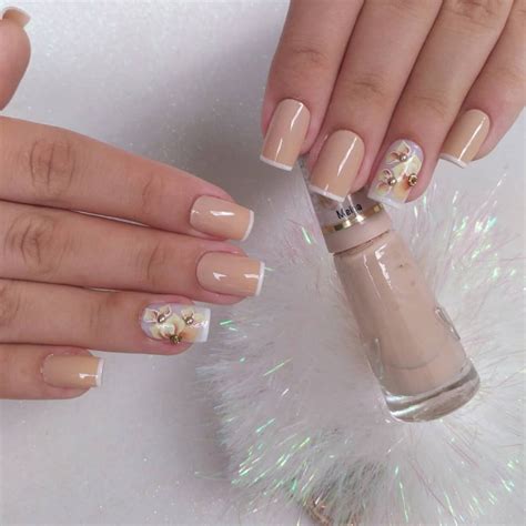 Unhas Decoradas Flores Unhas Esmalte Nude