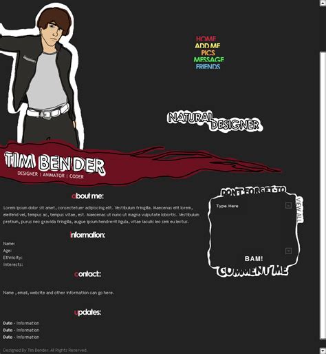 Myspace Profile Layout Design by REDvo on DeviantArt