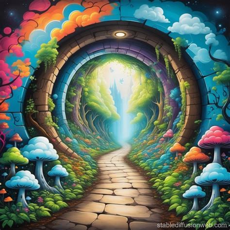 Time Space Tunnel To Enchanted Forest Stable Diffusion Online