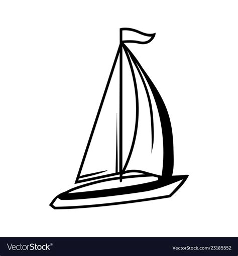 Black And White Sailing Yacht Royalty Free Vector Image