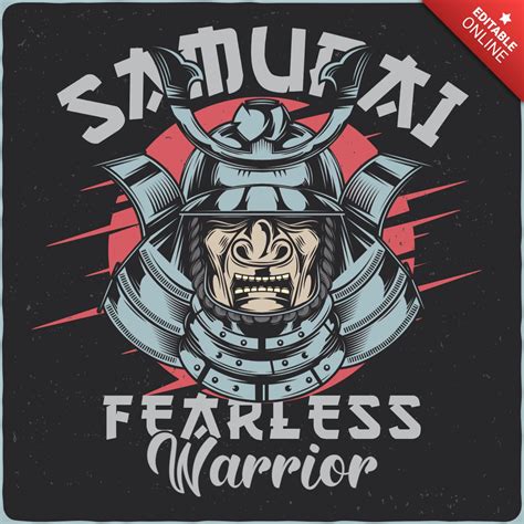 Samurai Fearless Warrior T Shirt Design Template Free Design Template