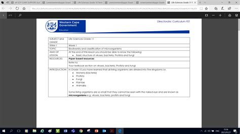 Gr 11 T1 W1 Life Sciences WCED EPortal