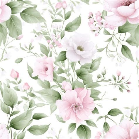 Premium Ai Image Pink Flowers Seamless Pattern