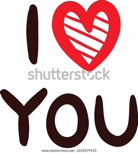 Love You Text Design Sketch Graphic Stock Vector Royalty Free