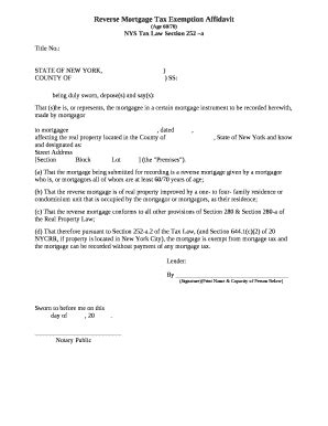 Reverse Mortgage Tax Exemption Affidavit Doc Template Pdffiller