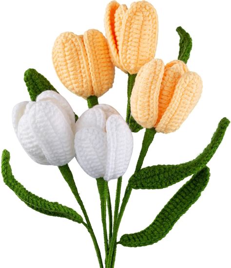 Amazon Univela Hand Knitted Tulips Pcs Crochet Flowers Bouquet