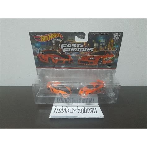 Hot Wheels Premium Display Set Twin Pack Fast And Furious Toyota GR Supra Brian Supra Shopee