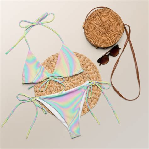Iridescent Style Women S String Bikini Plus Size Swimwear Women S Swimwear Lux Pink Blue