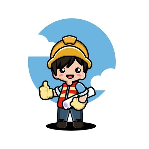 Premium Vector | Cute boy construction worker cartoon